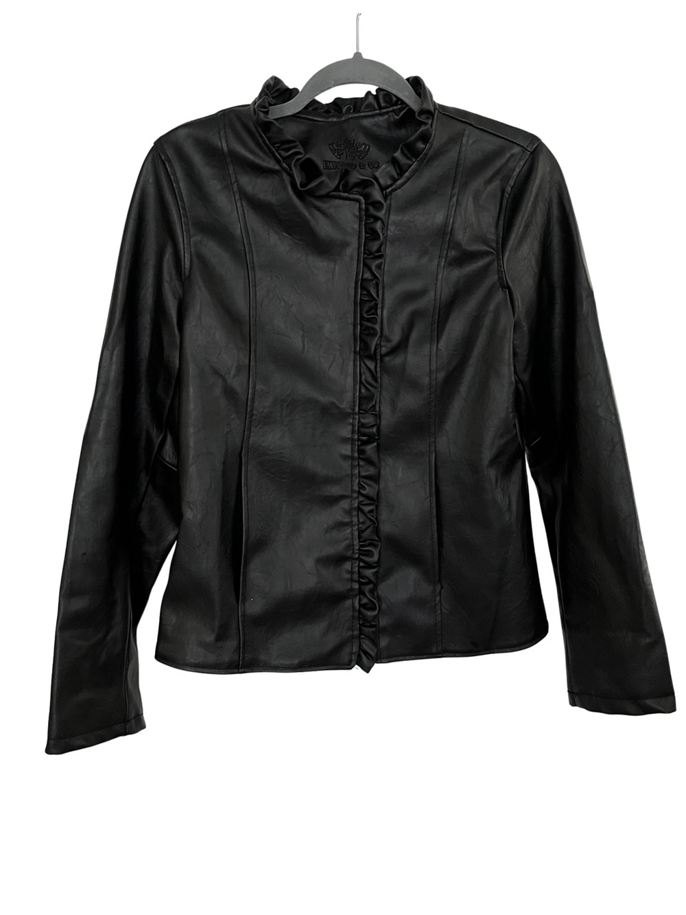 Italian Leather Jacket Emporio & Co Women’s size Large check measurements
